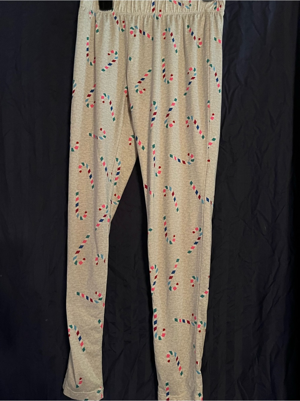 Kids Candy Cane Print Leggings - Gray Christmas